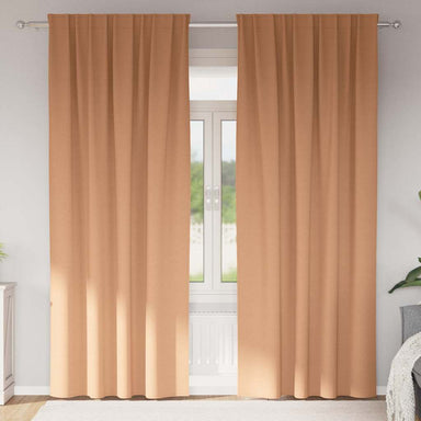 Zwart-out Gordijnen met Ringen 2 st Licht Bruin 245 x 140 cm