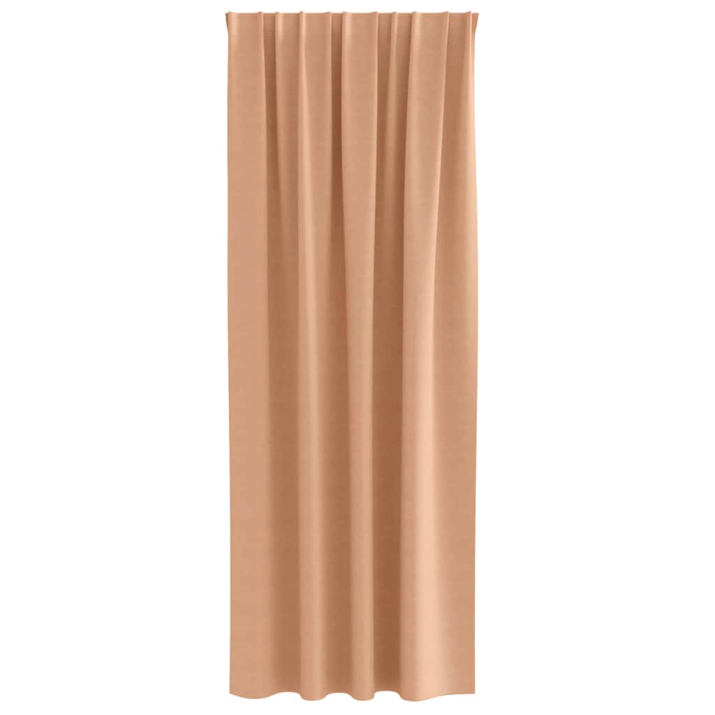 Zwart-out Gordijnen met Ringen 2 st Licht Bruin 245 x 140 cm