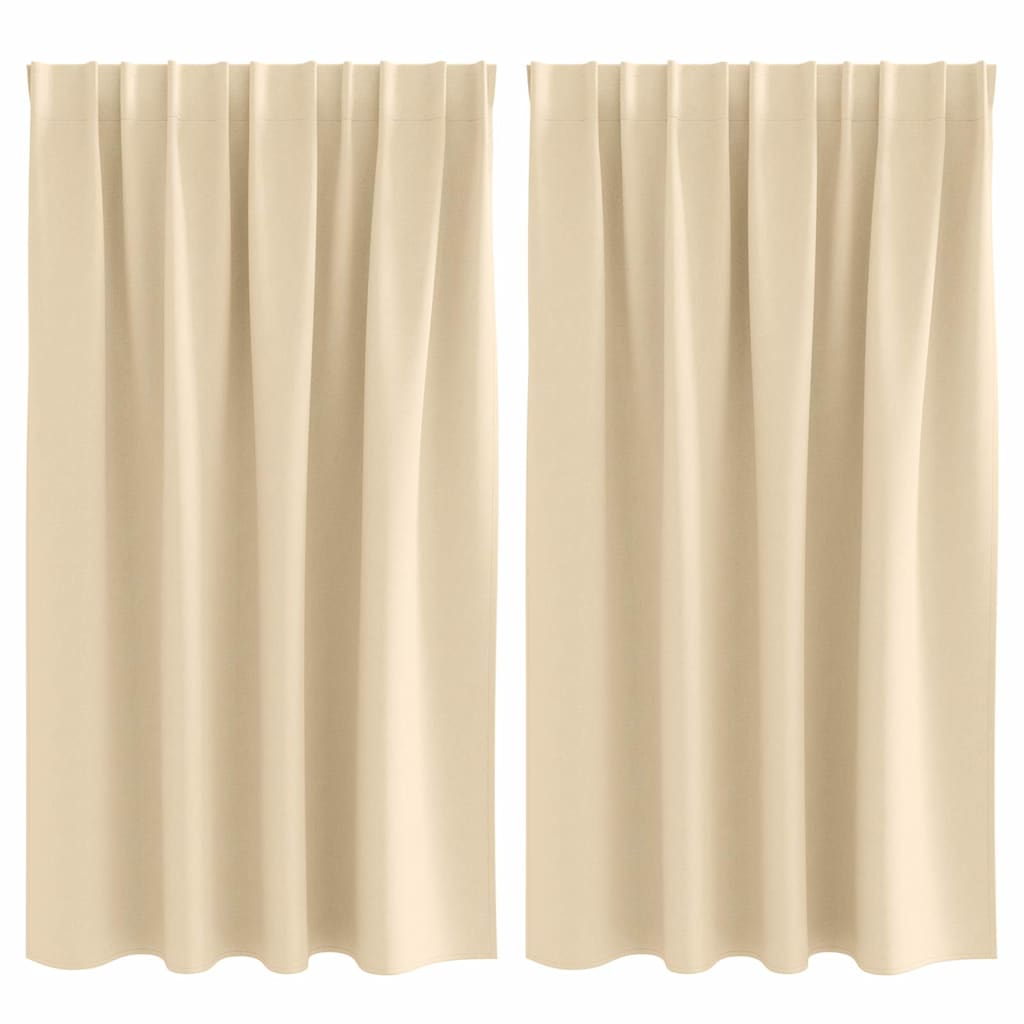 Zwart-out Gordijnen met Ringen 2 st Crème 140 x 140 cm