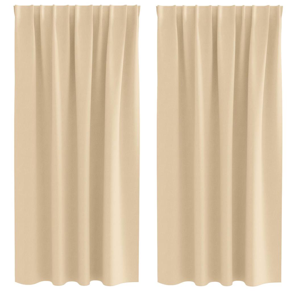 Zwart-out Gordijnen met Ringen 2 st Crème 175 x 140 cm