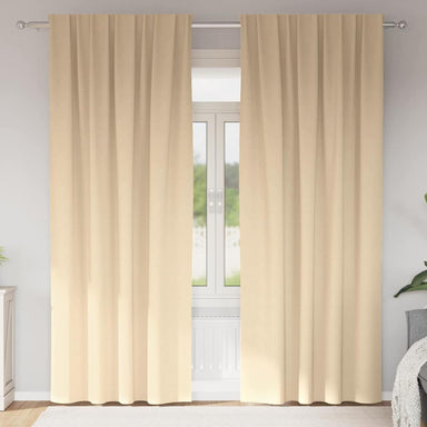 Zwart-out Gordijnen met Ringen 2 st Crème 260 x 140 cm