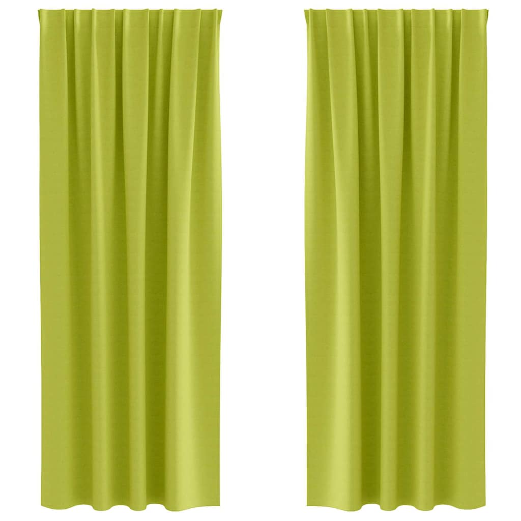 Zwart-out Gordijnen met Ringen 2 st Groen 225 x 140 cm