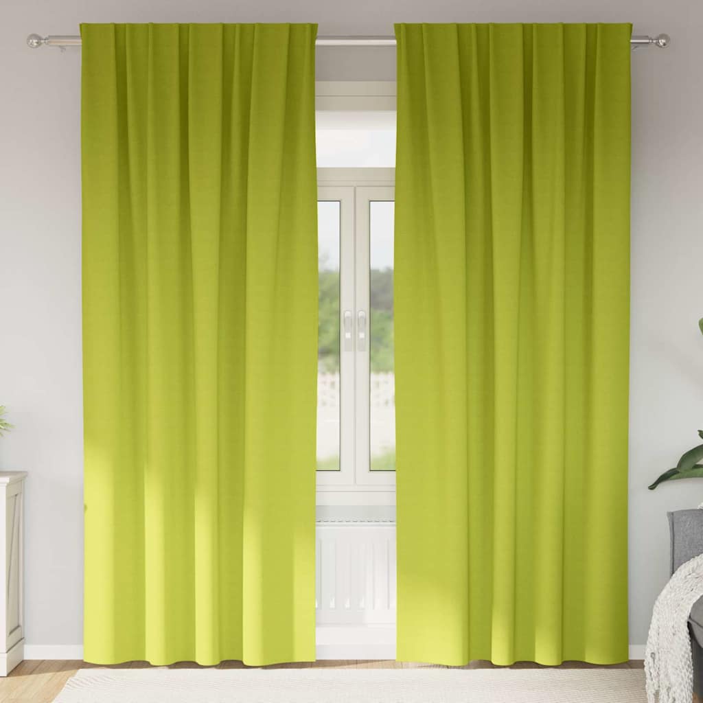 Zwart-out Gordijnen met Ringen 2 st Groen 260 x 140 cm