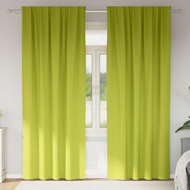 Zwart-out Gordijnen met Ringen 2 st Groen 260 x 140 cm