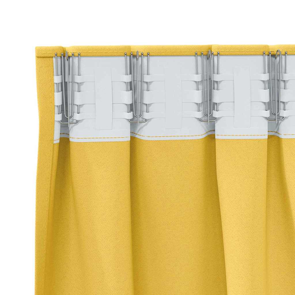 Zwart-out Gordijnen met Ringen 2 st Mosterdgeel 140 x 140 cm