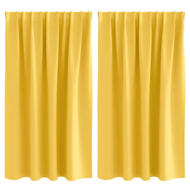 Zwart-out Gordijnen met Ringen 2 st Mosterdgeel 140 x 140 cm