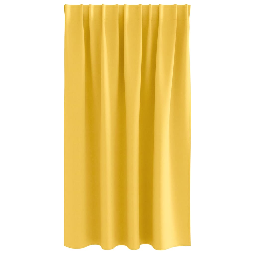 Zwart-out Gordijnen met Ringen 2 st Mosterdgeel 140 x 140 cm
