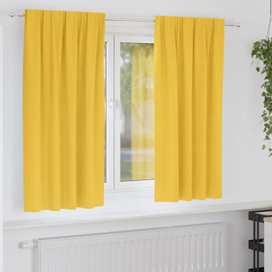 Zwart-out Gordijnen met Ringen 2 st Mosterdgeel 175 x 140 cm