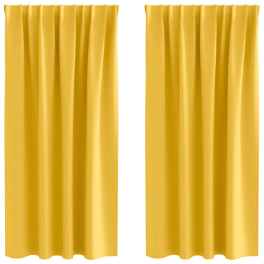 Zwart-out Gordijnen met Ringen 2 st Mosterdgeel 175 x 140 cm