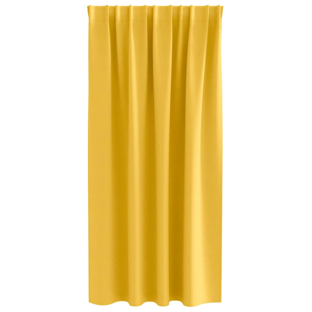 Zwart-out Gordijnen met Ringen 2 st Mosterdgeel 175 x 140 cm