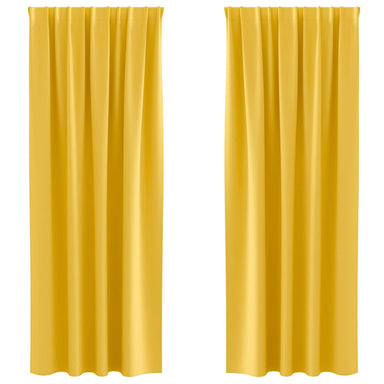 Zwart-out Gordijnen met Ringen 2 st Mosterdgeel 245 x 140 cm