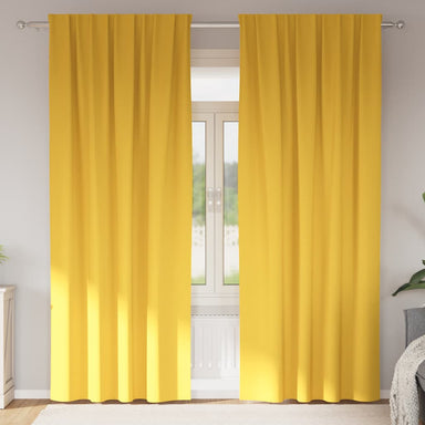 Zwart-out Gordijnen met Ringen 2 st Mosterdgeel 260 x 140 cm