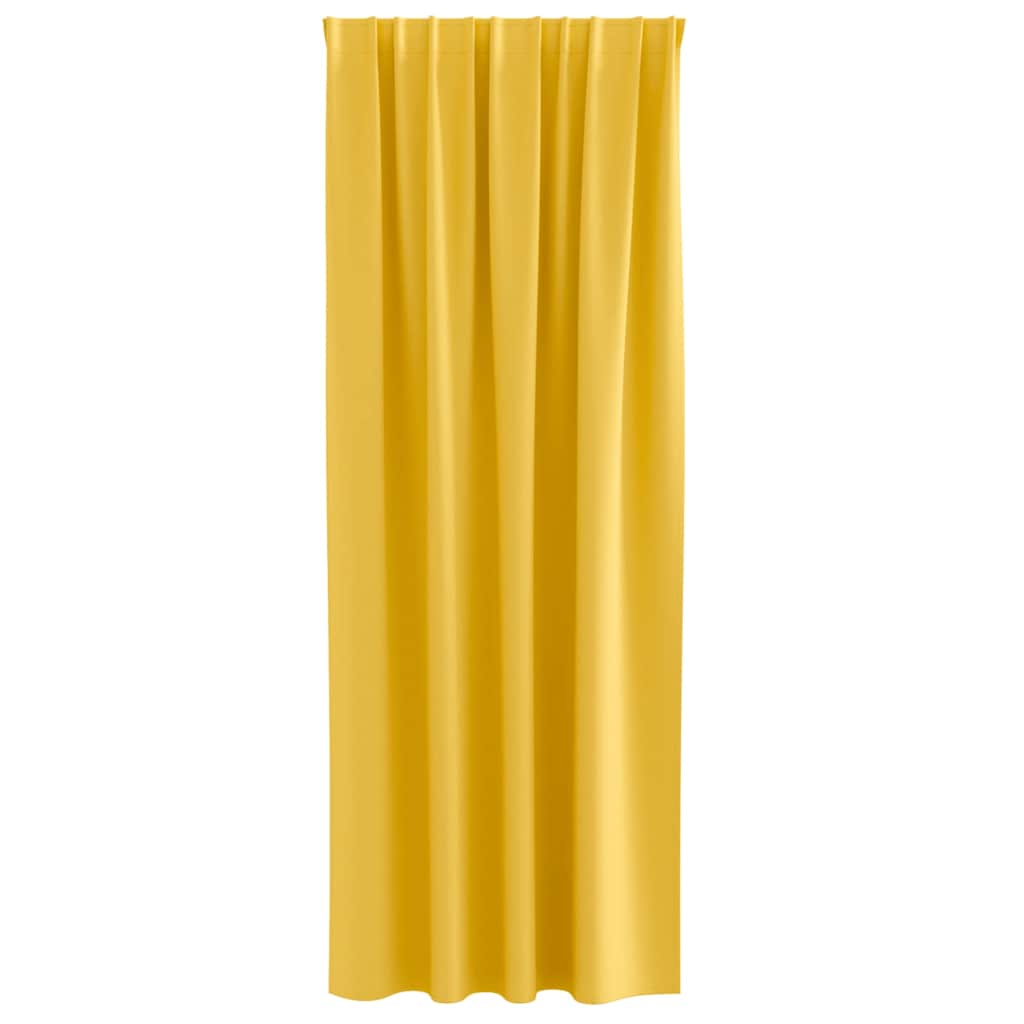 Zwart-out Gordijnen met Ringen 2 st Mosterdgeel 260 x 140 cm