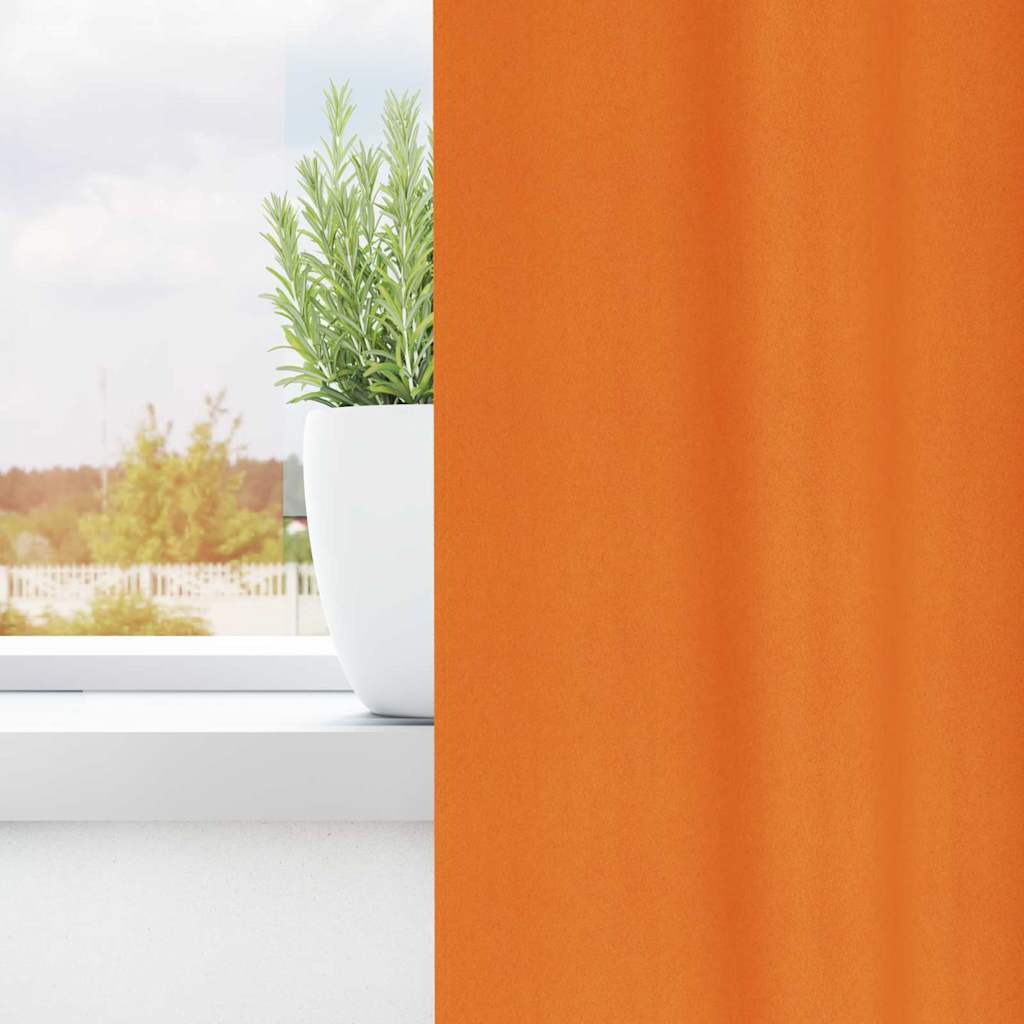Zwart-out Gordijnen met Ringen 2 st Feloranje 245 x 140 cm