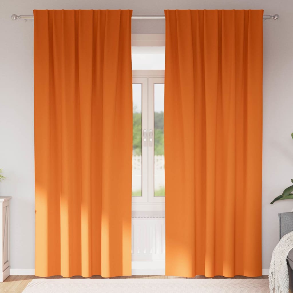 Zwart-out Gordijnen met Ringen 2 st Feloranje 260 x 140 cm