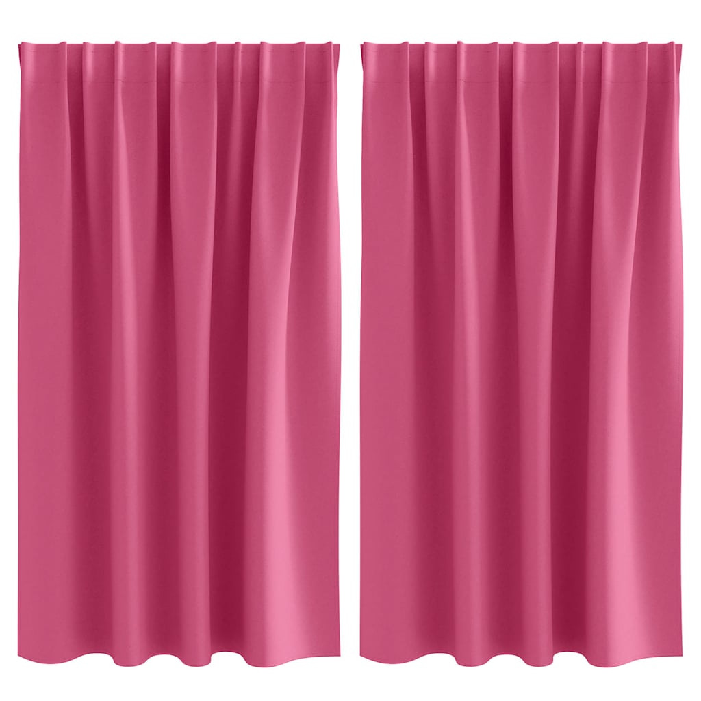 Zwart-out Gordijnen met Ringen 2 st Felroze 140 x 140 cm
