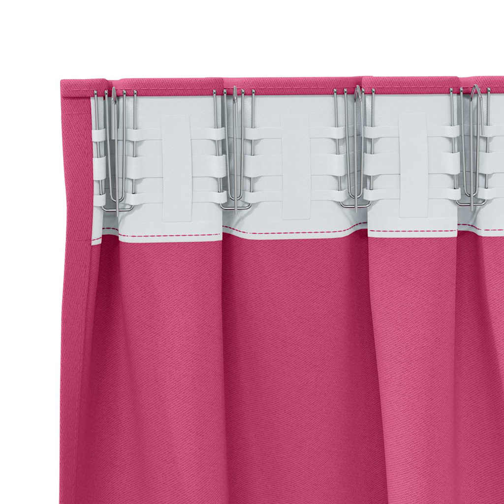 Zwart-out Gordijnen met Ringen 2 st Felroze 175 x 140 cm