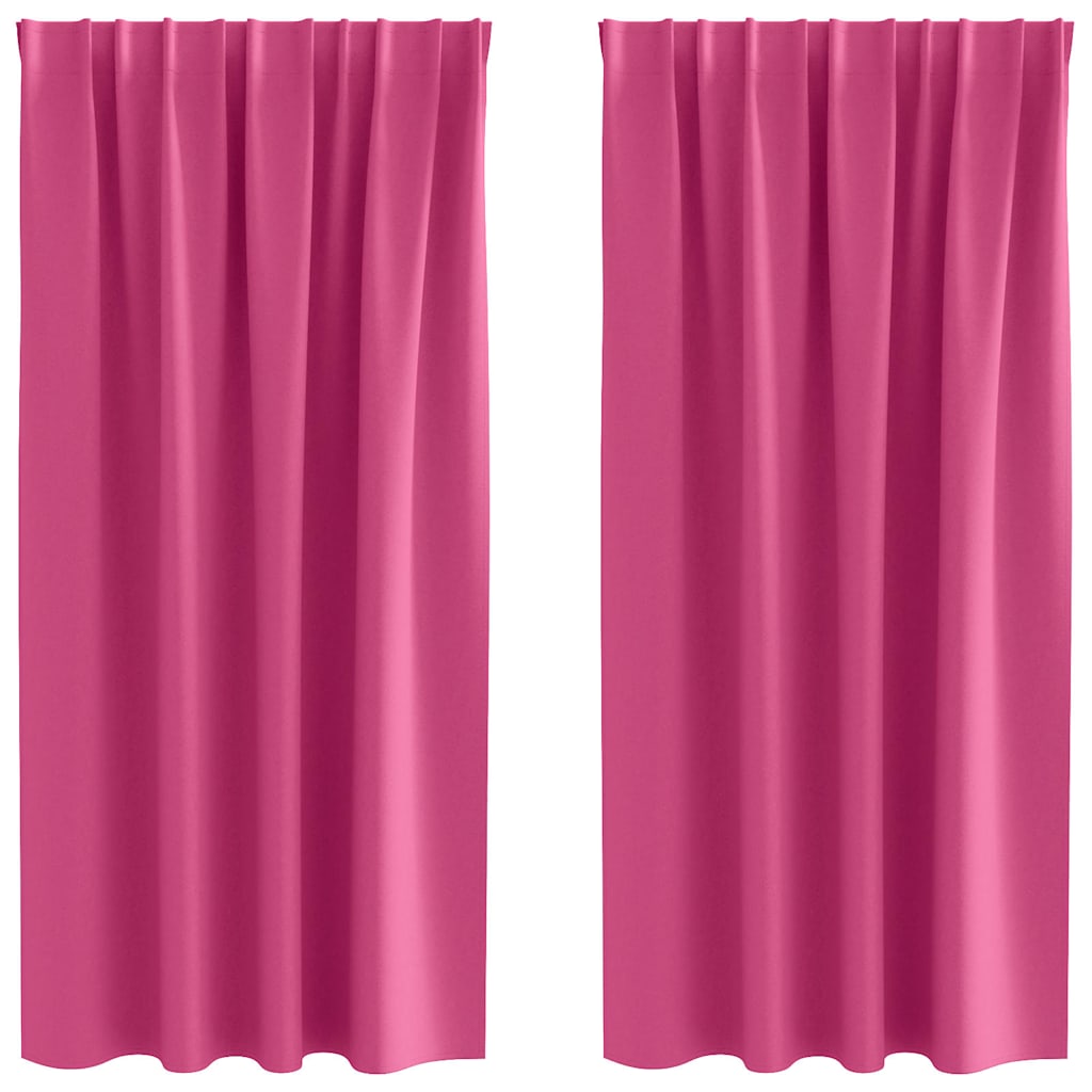 Zwart-out Gordijnen met Ringen 2 st Felroze 175 x 140 cm