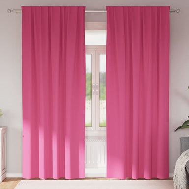 Zwart-out Gordijnen met Ringen 2 st Felroze 245 x 140 cm