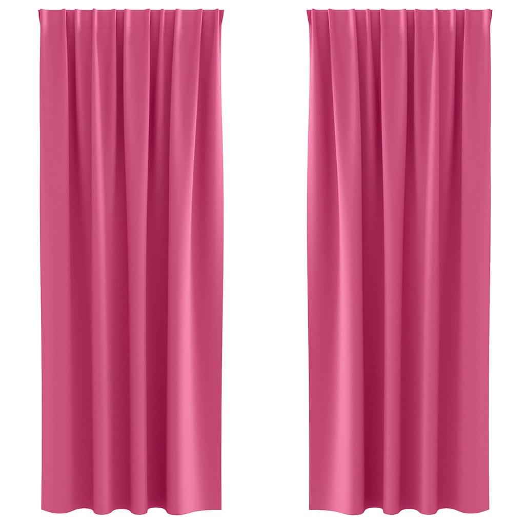 Zwart-out Gordijnen met Ringen 2 st Felroze 245 x 140 cm