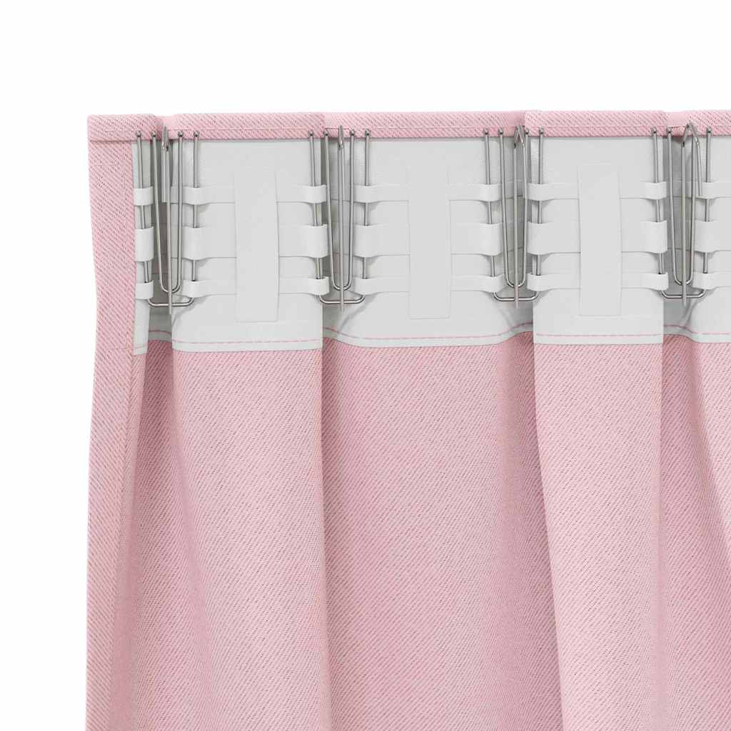Zwart-out Gordijnen met Ringen 2 st Babyroze 140 x 140 cm