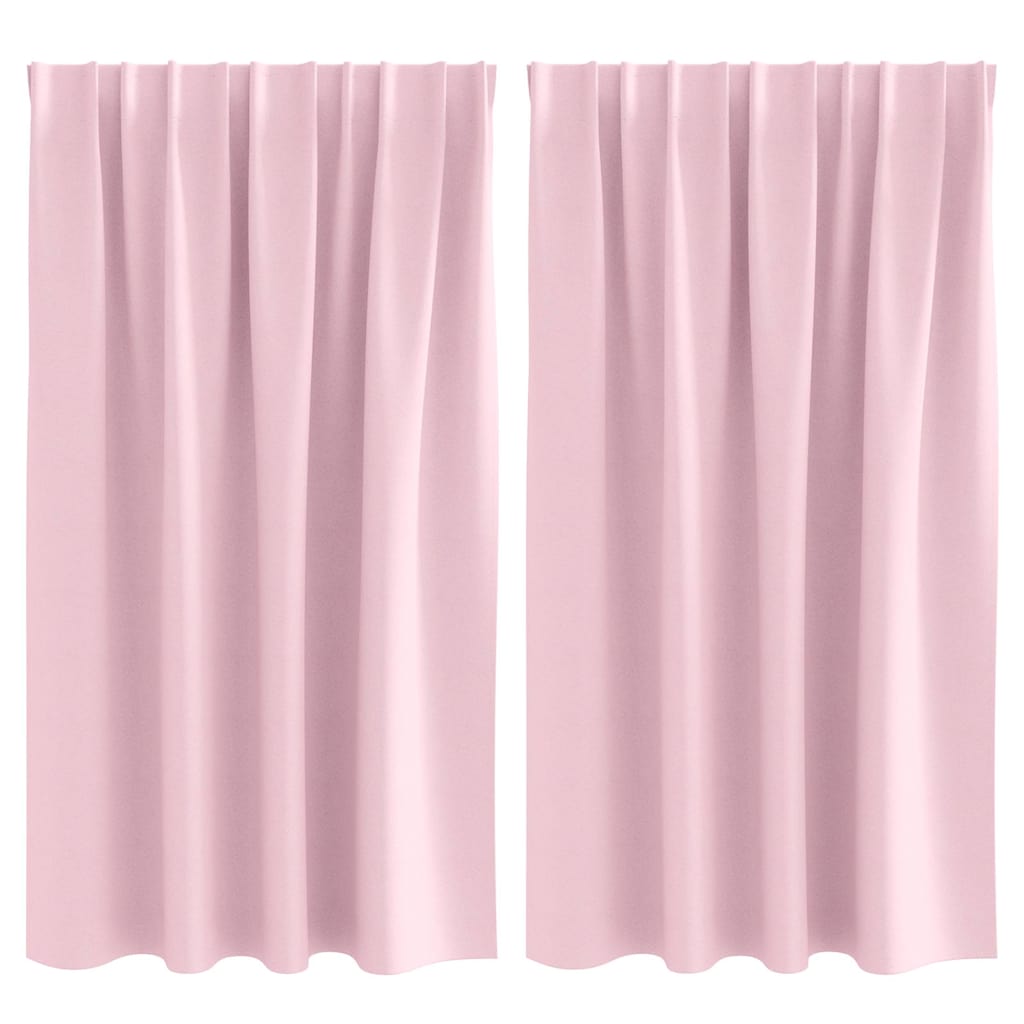 Zwart-out Gordijnen met Ringen 2 st Babyroze 140 x 140 cm