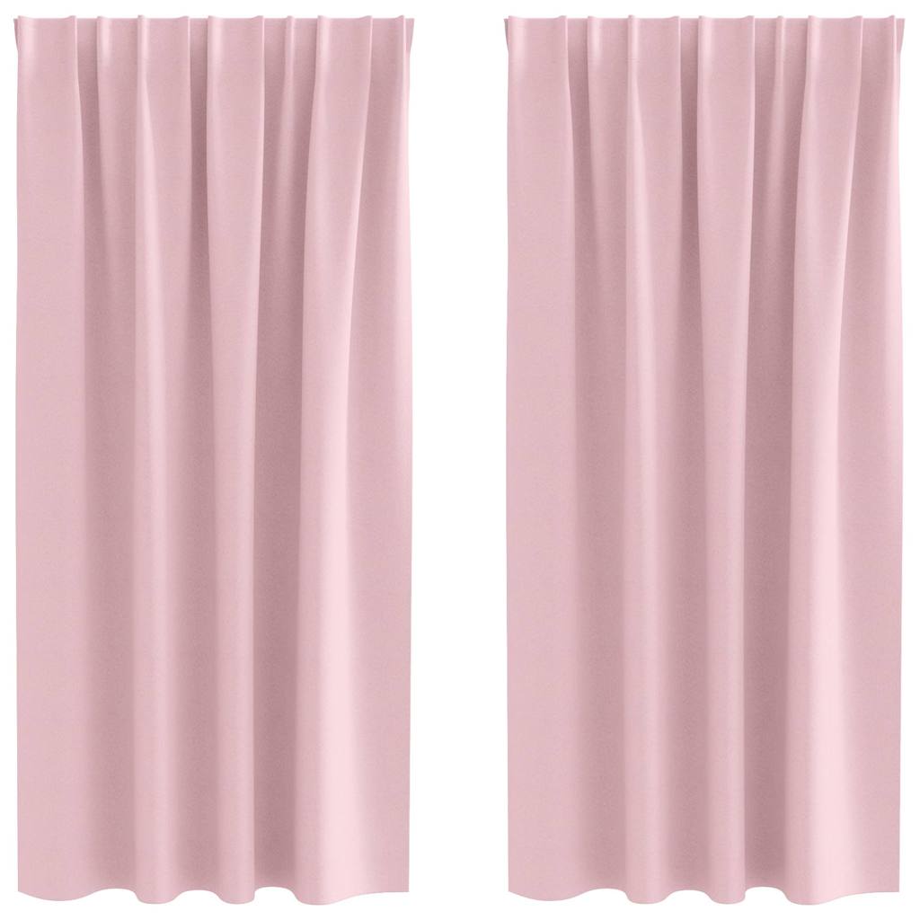 Zwart-out Gordijnen met Ringen 2 st Babyroze 175 x 140 cm