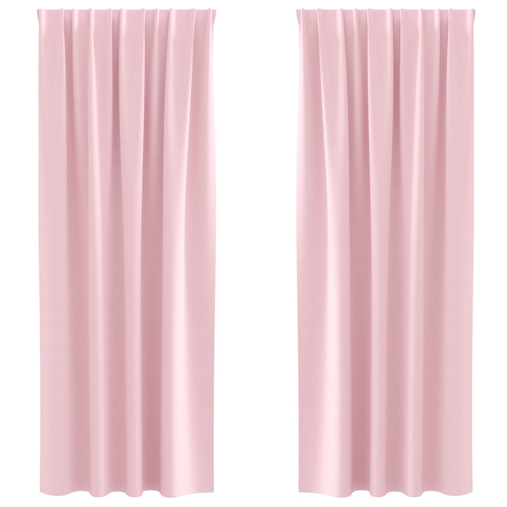 Zwart-out Gordijnen met Ringen 2 st Babyroze 245 x 140 cm