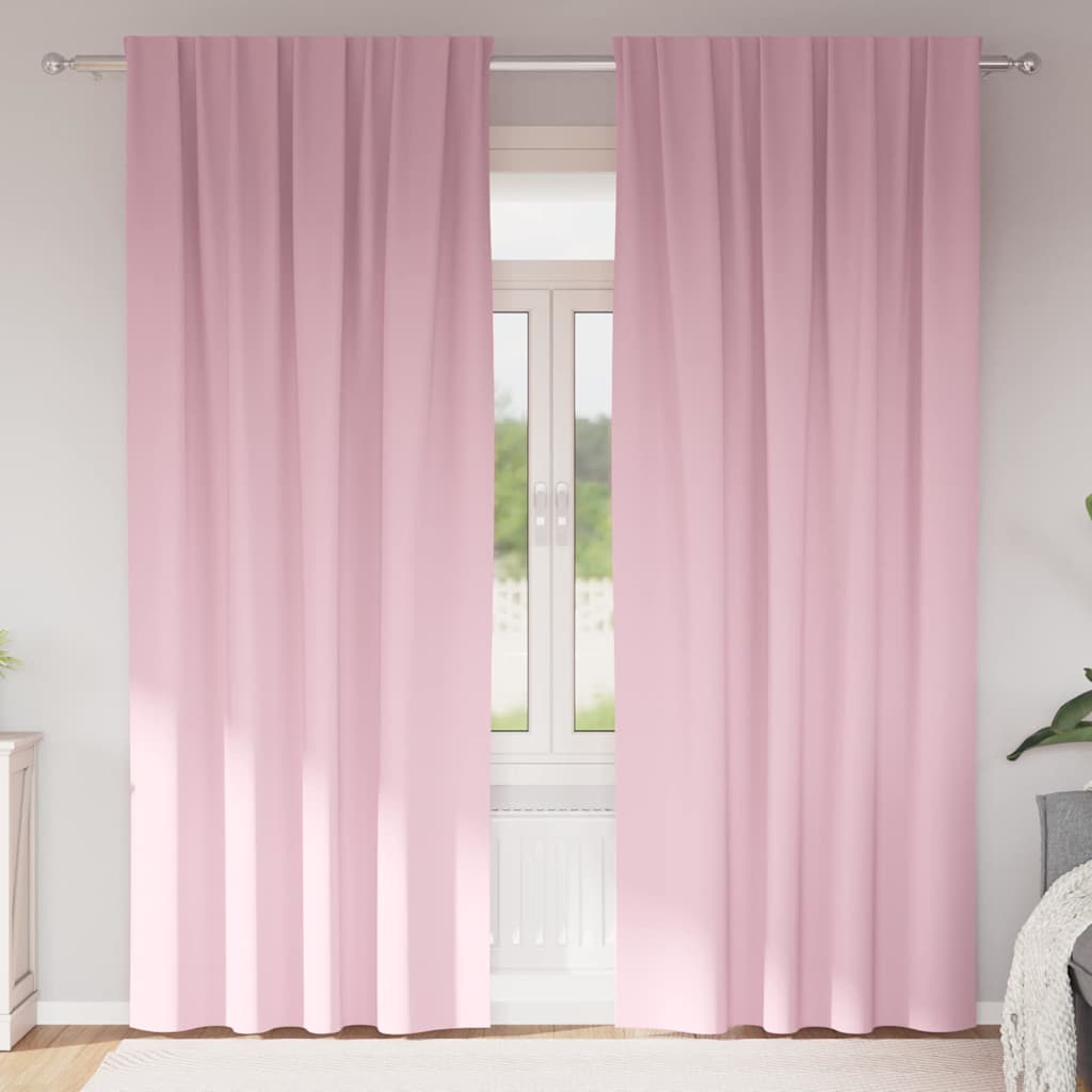 Zwart-out Gordijnen met Ringen 2 st Babyroze 260 x 140 cm