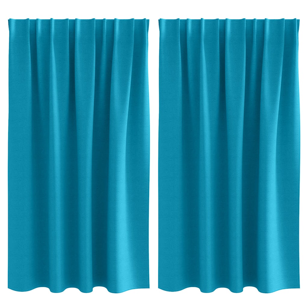 Zwart-out Gordijnen met Ringen 2 st Turquoise 140 x 140 cm
