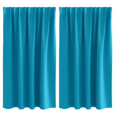 Zwart-out Gordijnen met Ringen 2 st Turquoise 140 x 140 cm