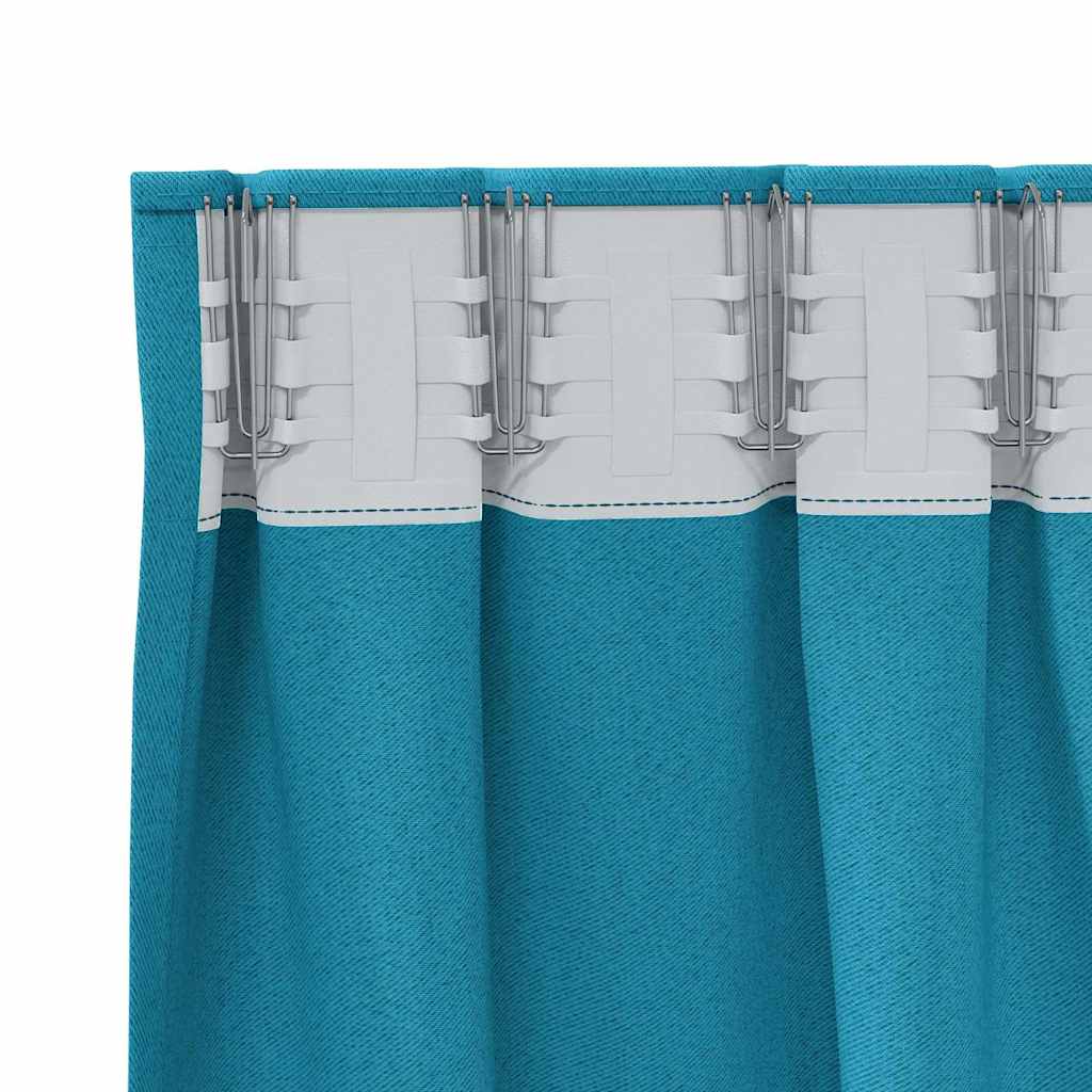 Zwart-out Gordijnen met Ringen 2 st Turquoise 225 x 140 cm