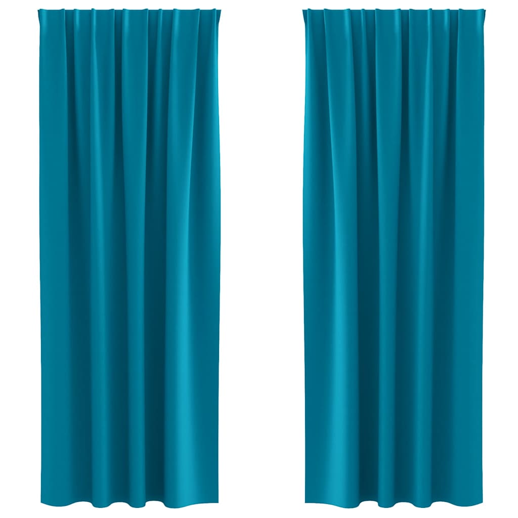 Zwart-out Gordijnen met Ringen 2 st Turquoise 225 x 140 cm