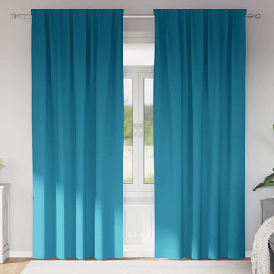Zwart-out Gordijnen met Ringen 2 st Turquoise 245 x 140 cm