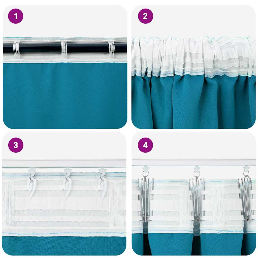Zwart-out Gordijnen met Ringen 2 st Turquoise 260 x 140 cm