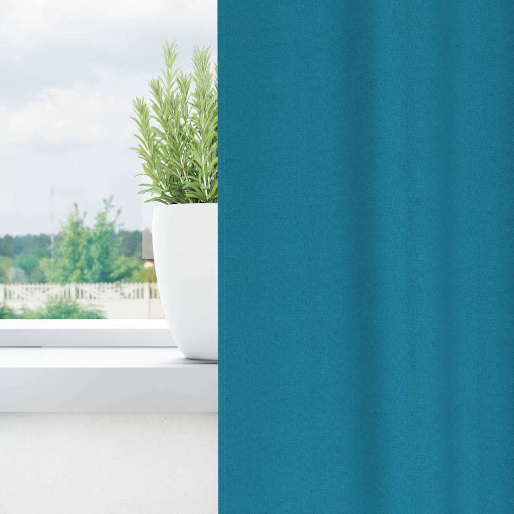 Zwart-out Gordijnen met Ringen 2 st Turquoise 260 x 140 cm