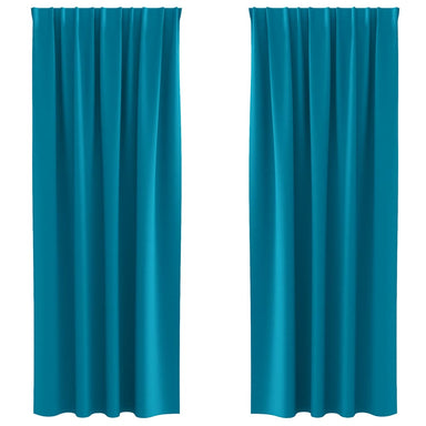 Zwart-out Gordijnen met Ringen 2 st Turquoise 260 x 140 cm