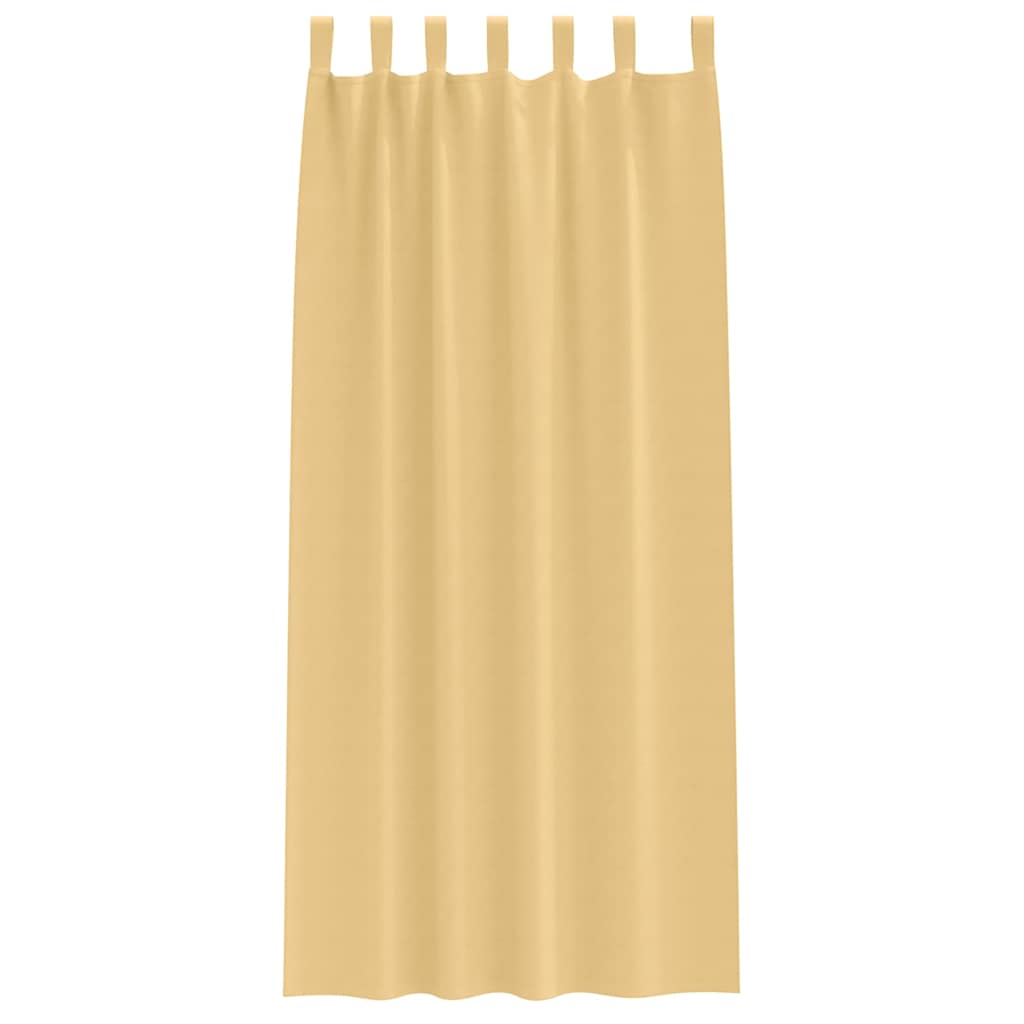 Zwart-out Gordijnen met Ringen 2 st Beige 225 x 140 cm