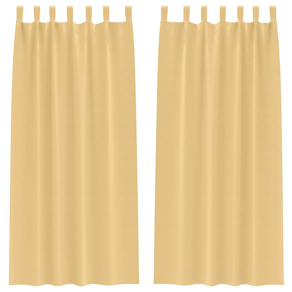 Zwart-out Gordijnen met Ringen 2 st Beige 260 x 140 cm