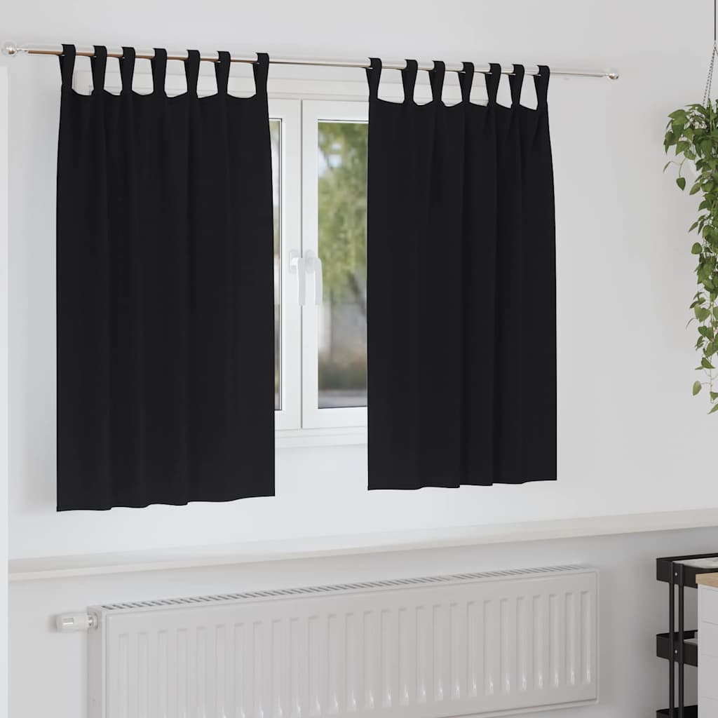Zwart-out Gordijnen met Ringen 2 st Zwart 140 x 140 cm