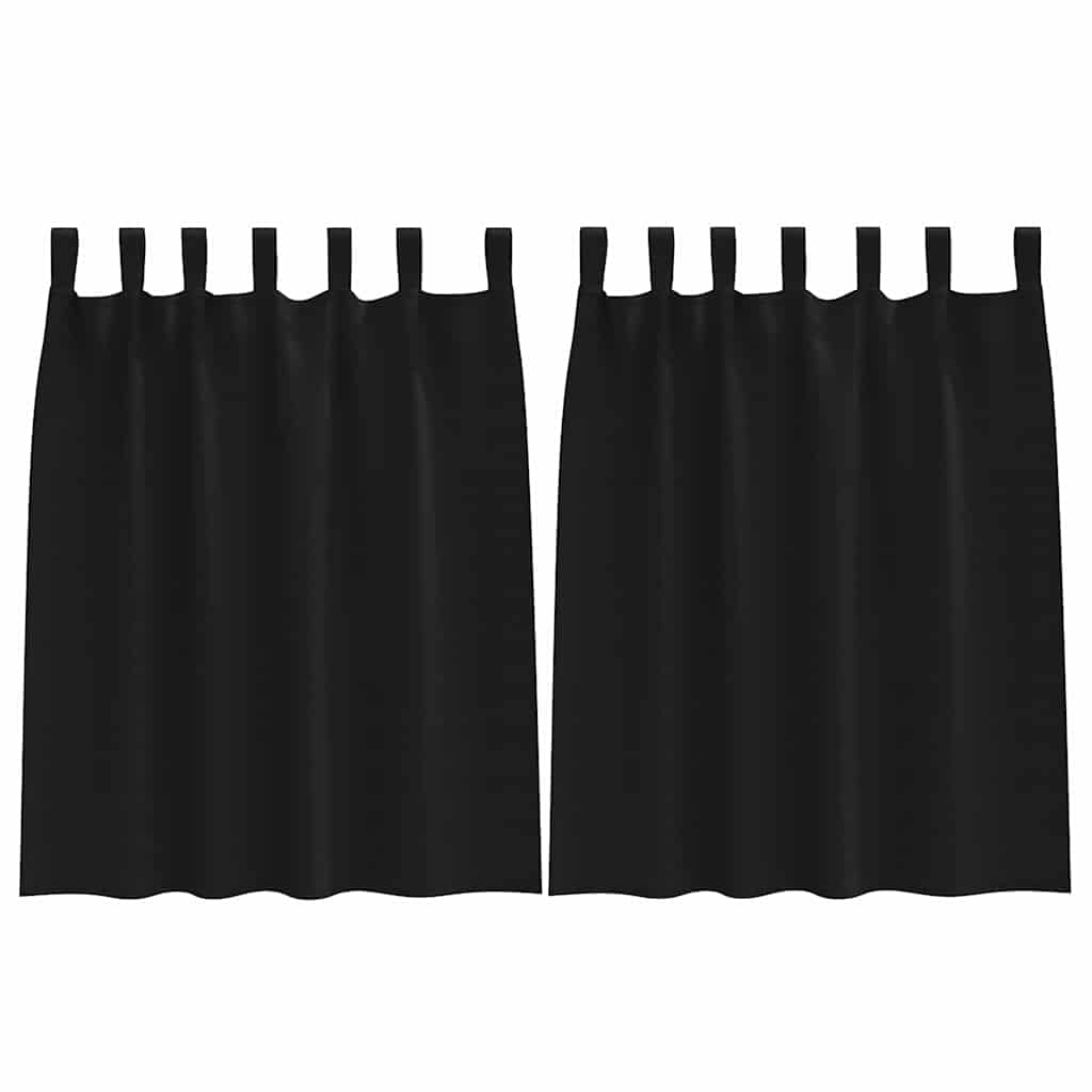 Zwart-out Gordijnen met Ringen 2 st Zwart 140 x 140 cm