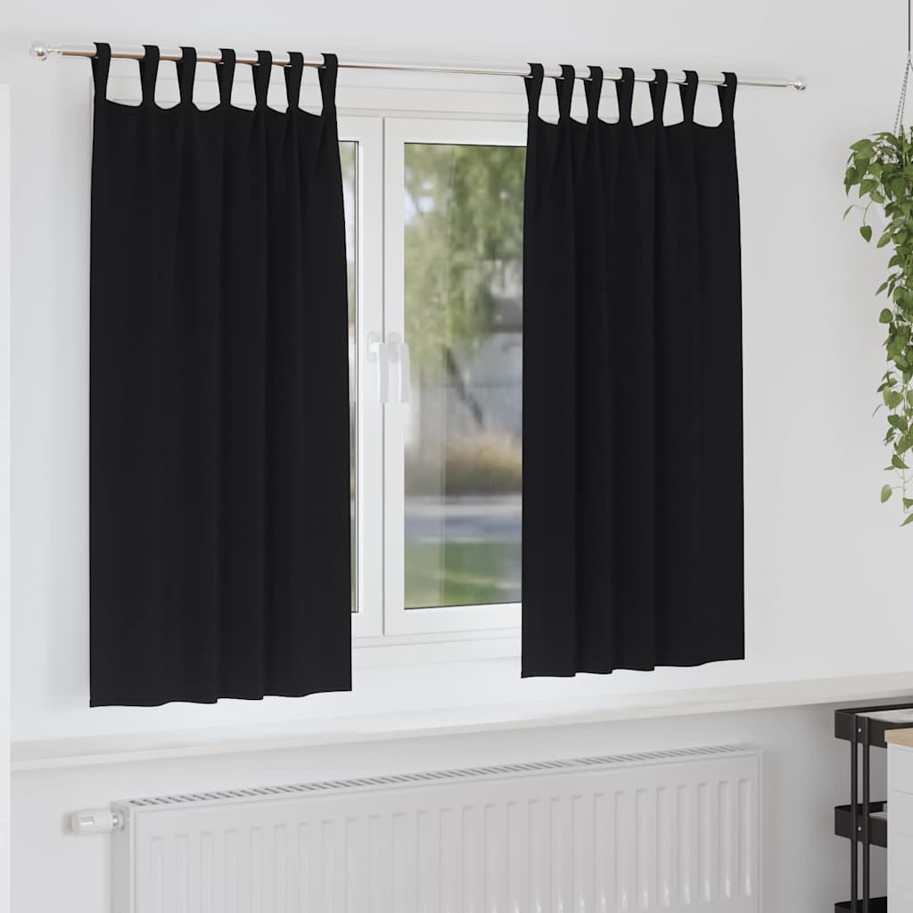 Zwart-out Gordijnen met Ringen 2 st Zwart 175 x 140 cm