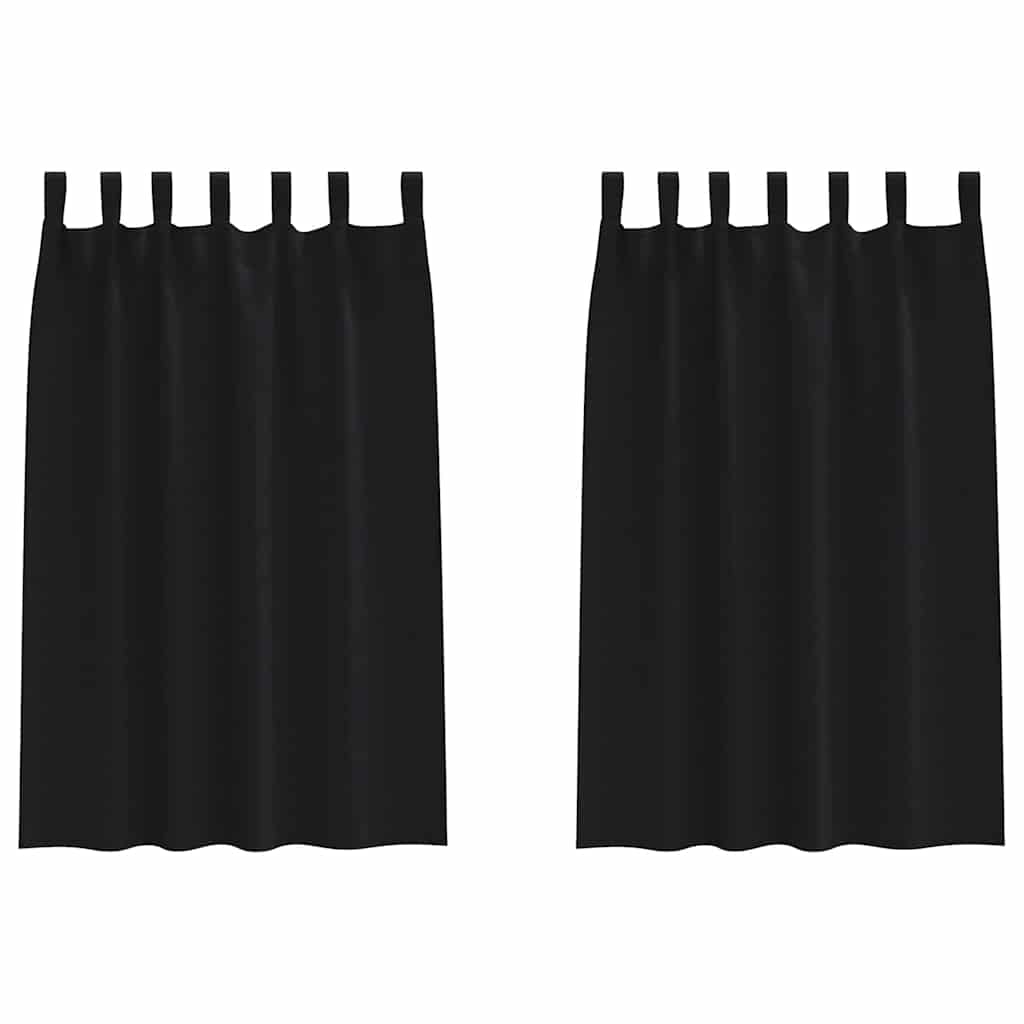 Zwart-out Gordijnen met Ringen 2 st Zwart 175 x 140 cm