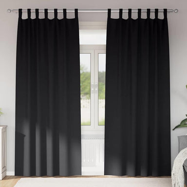 Zwart-out Gordijnen met Ringen 2 st Zwart 260 x 140 cm