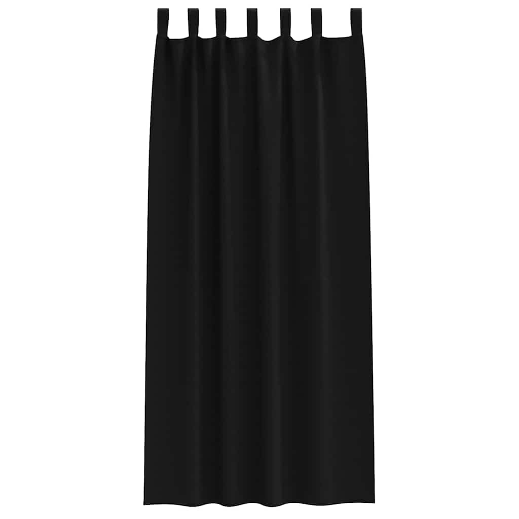Zwart-out Gordijnen met Ringen 2 st Zwart 260 x 140 cm
