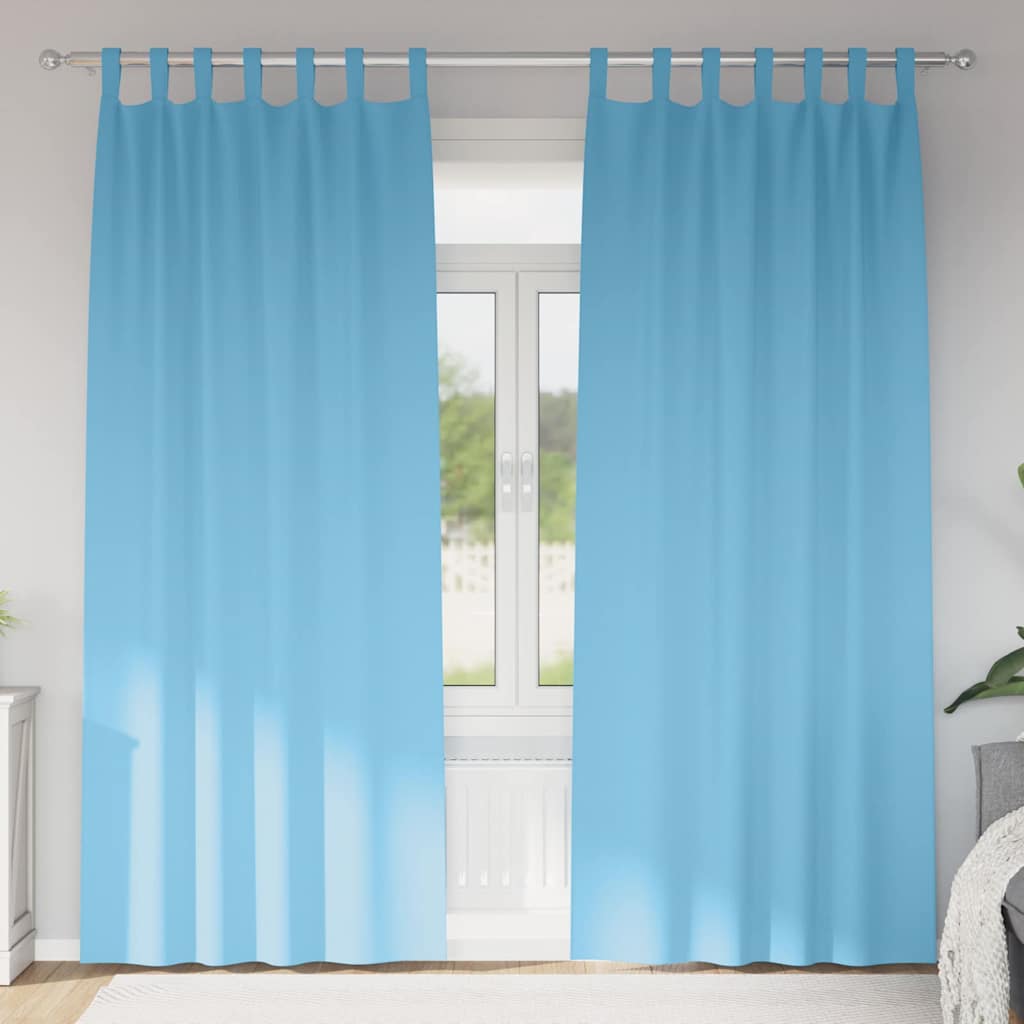 Zwart-out Gordijnen met Ringen 2 st Lichtblauw 245 x 140 cm
