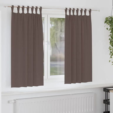 Zwart-out Gordijnen met Ringen 2 st Donkerbruin 175 x 140 cm