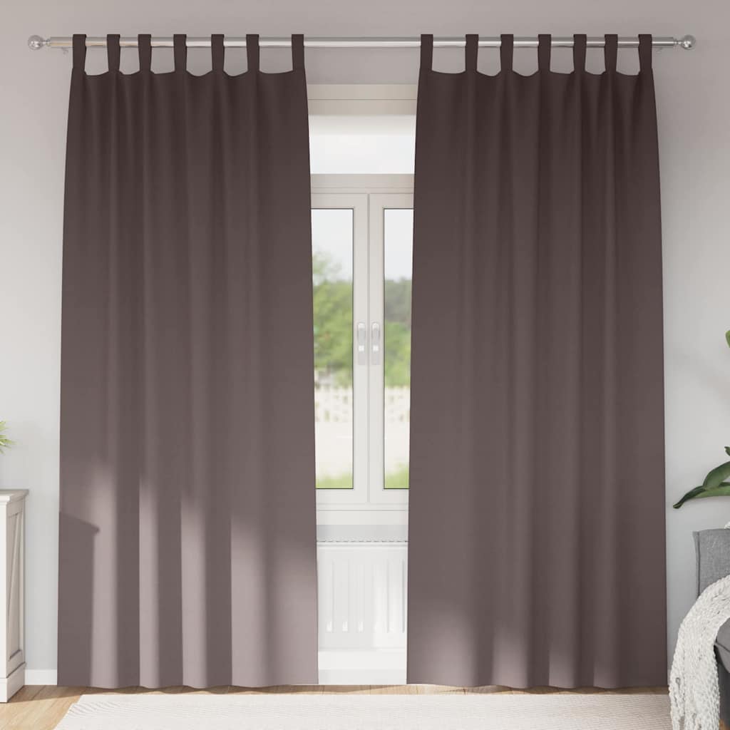 Zwart-out Gordijnen met Ringen 2 st Donkerbruin 225 x 140 cm