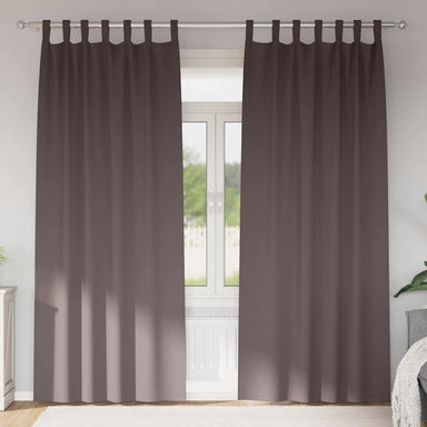 Zwart-out Gordijnen met Ringen 2 st Donkerbruin 225 x 140 cm