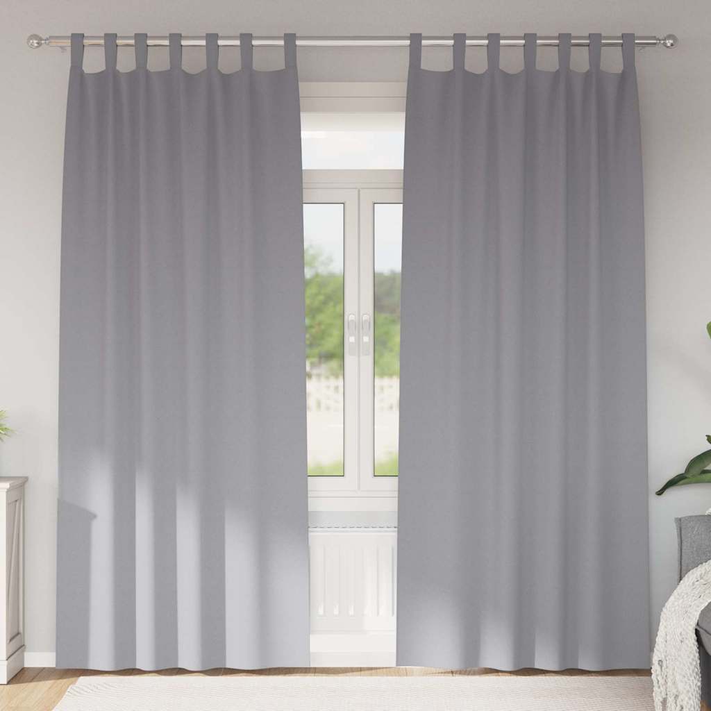 Zwart-out Gordijnen met Ringen 2 st Lichtgrijs 260 x 140 cm